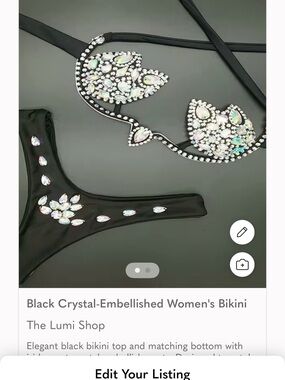 Black Crystal-Embellished Women's Bikini - The Lumi Shop